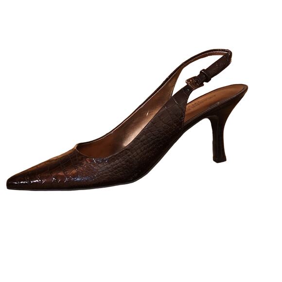 Anne Klein Brown Patent Animal Print Shoe. 7M - Picture 1 of 7